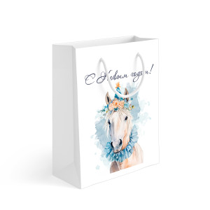 Пакет подарочный 30х40х13 см "Акварельные лошадки" №2