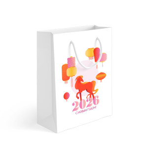 Пакет подарочный 30х40х13 см "Лошадь и китайские фонарики"