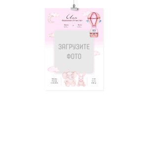 Плакат А4 метрика "Родилась девочка"