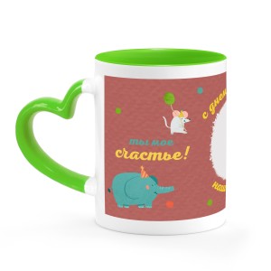 Кружка с ручкой-сердечком "Праздник в лесу"