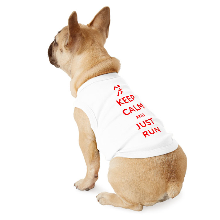 Майка для собаки белая L №1 &quot;Keep calm and just run&quot; 