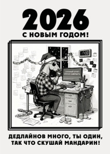 Открытка новогодняя 210x148 мм "Рабочая лошадка" №2