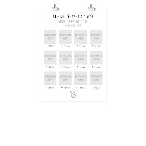 Плакат А3 метрика на первый год "Мой первый год"